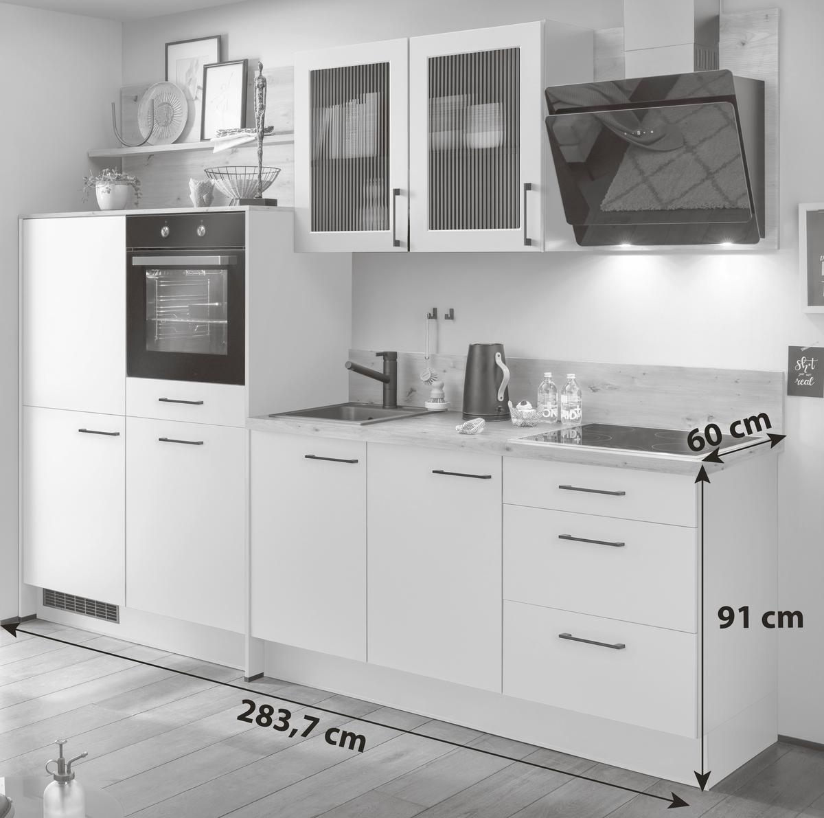 KÜCHENBLOCK IP2200 - Eichefarben/Hellgrau, MODERN, Holz (283,7cm) - Impuls