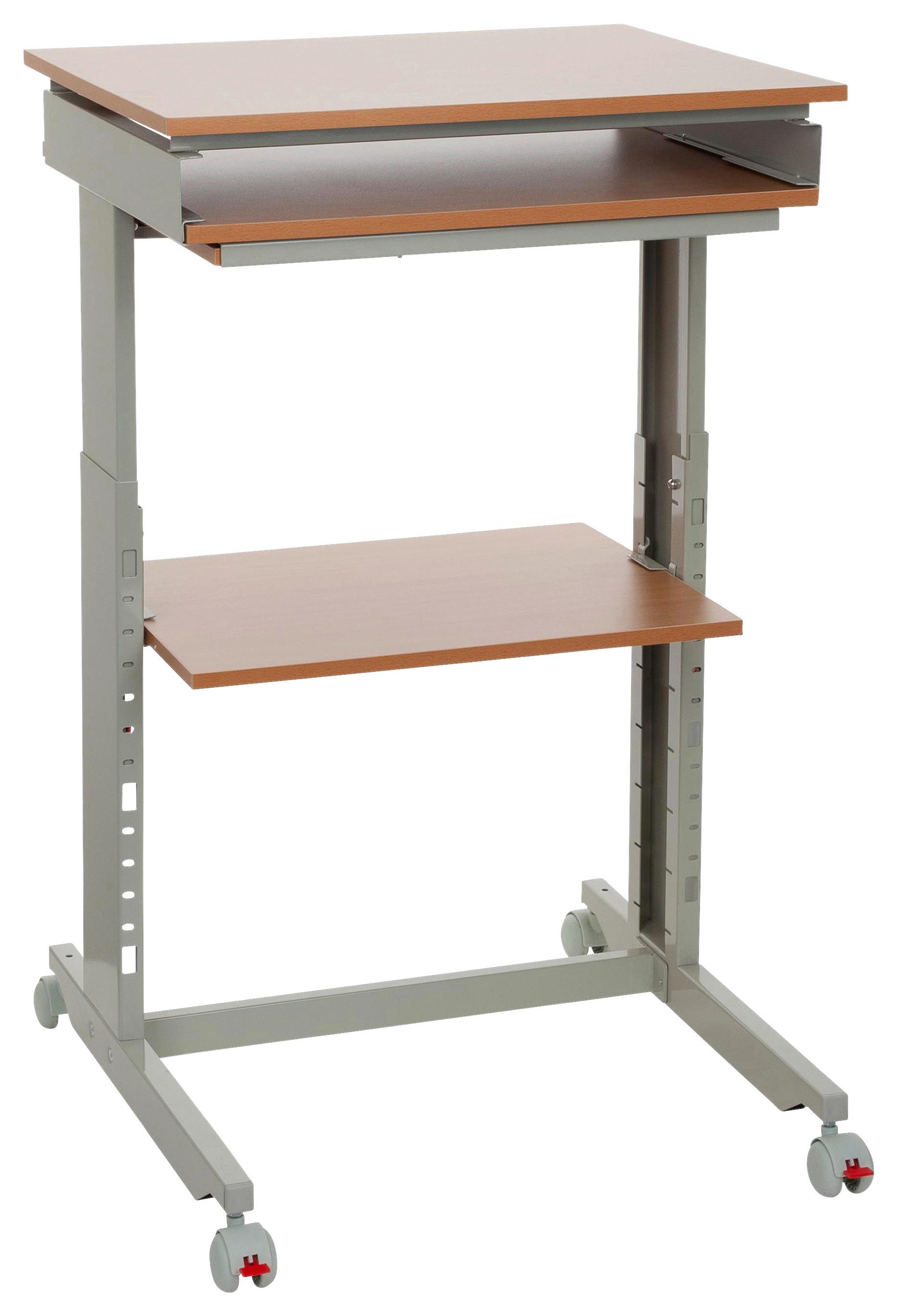 Schreibtisch B 50cm H 71,5 - 107,5 cm Grau/Buche Dekor - Buchefarben/Grau, Basics, Holzwerkstoff/Kunststoff (60/71,5-107,5/50cm) - MID.YOU
