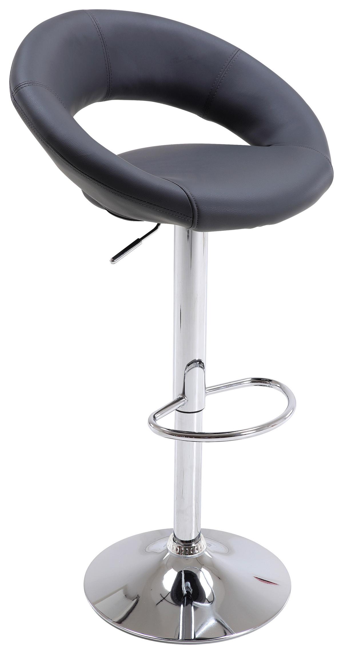 Barhocker Höhenverstellbar Mit Lehne Scott Grau/chrom - Chromfarben/Grau, MODERN, Holz/Kunststoff (56/82-103/50cm)