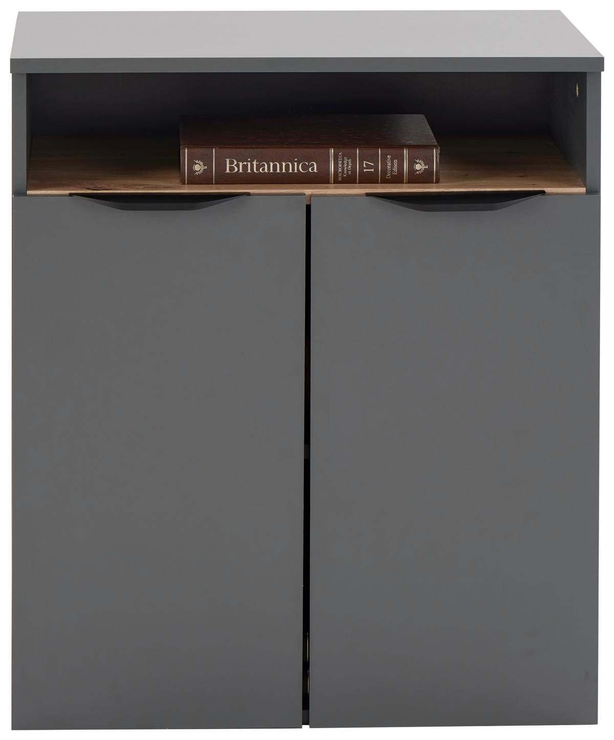Aktenschrank Carlos 2-Türig Eiche Artisan, B: 64,5 cm - Anthrazit/Eiche Artisan, Trend, Holzwerkstoff (64,5/74,2/40cm)