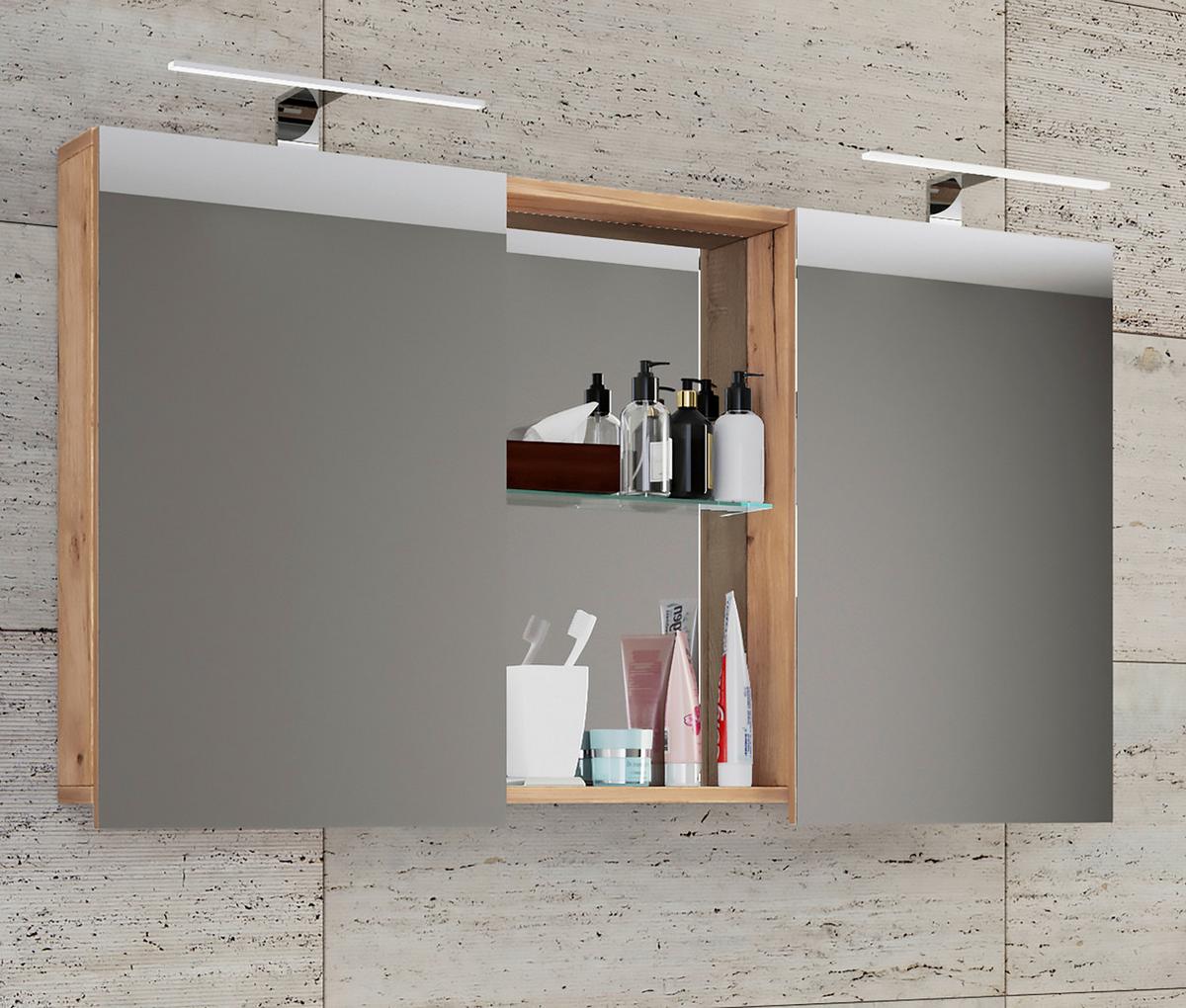 Spiegelschrank Budasi Honigeiche B: 112 cm - Honigeiche, MODERN, Holzwerkstoff (112/59/12cm) - MID.YOU