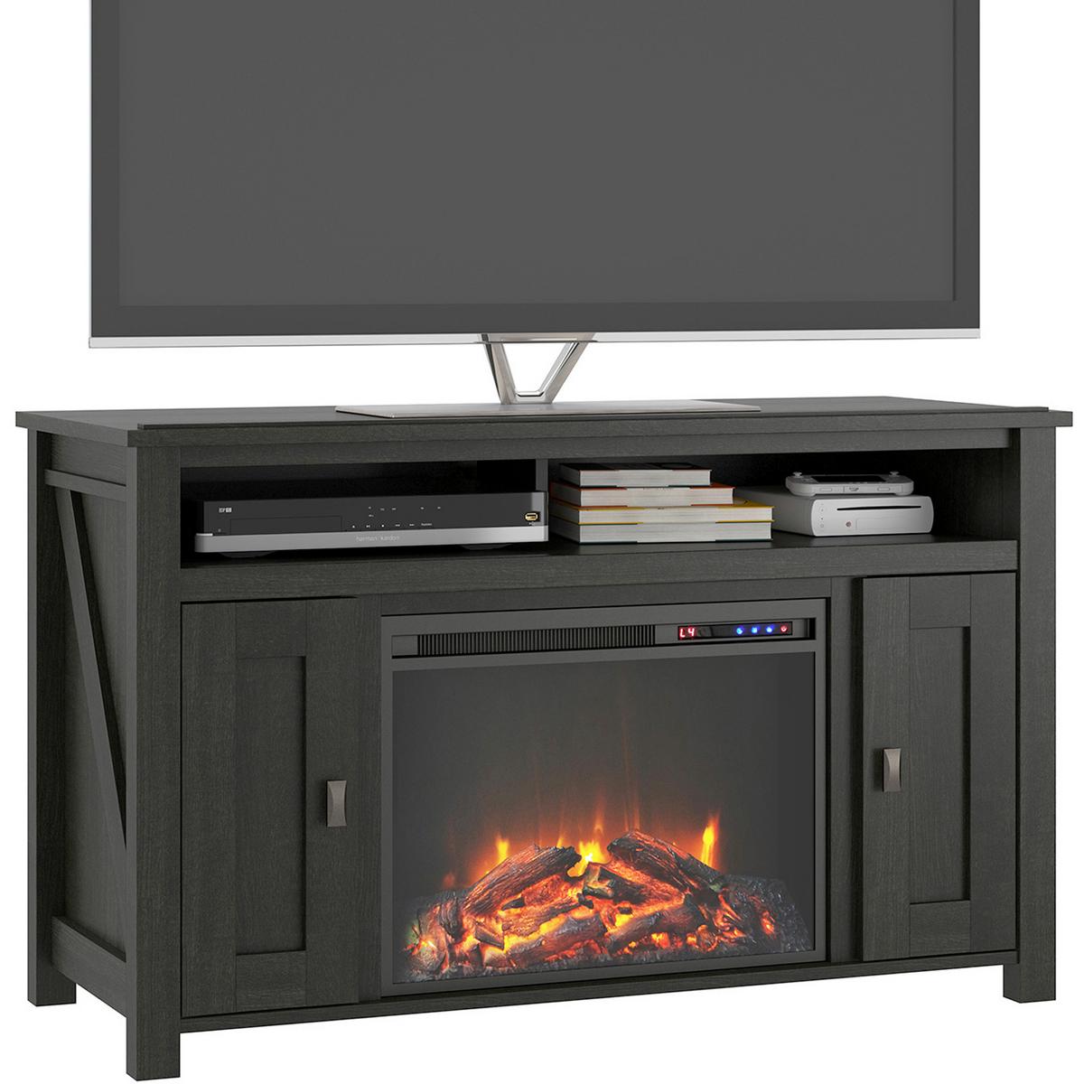 Lowboard Farmington Schwarz B: 121cm - Schwarz, Design, Glas/Holzwerkstoff (121/75/40cm) - MID.YOU