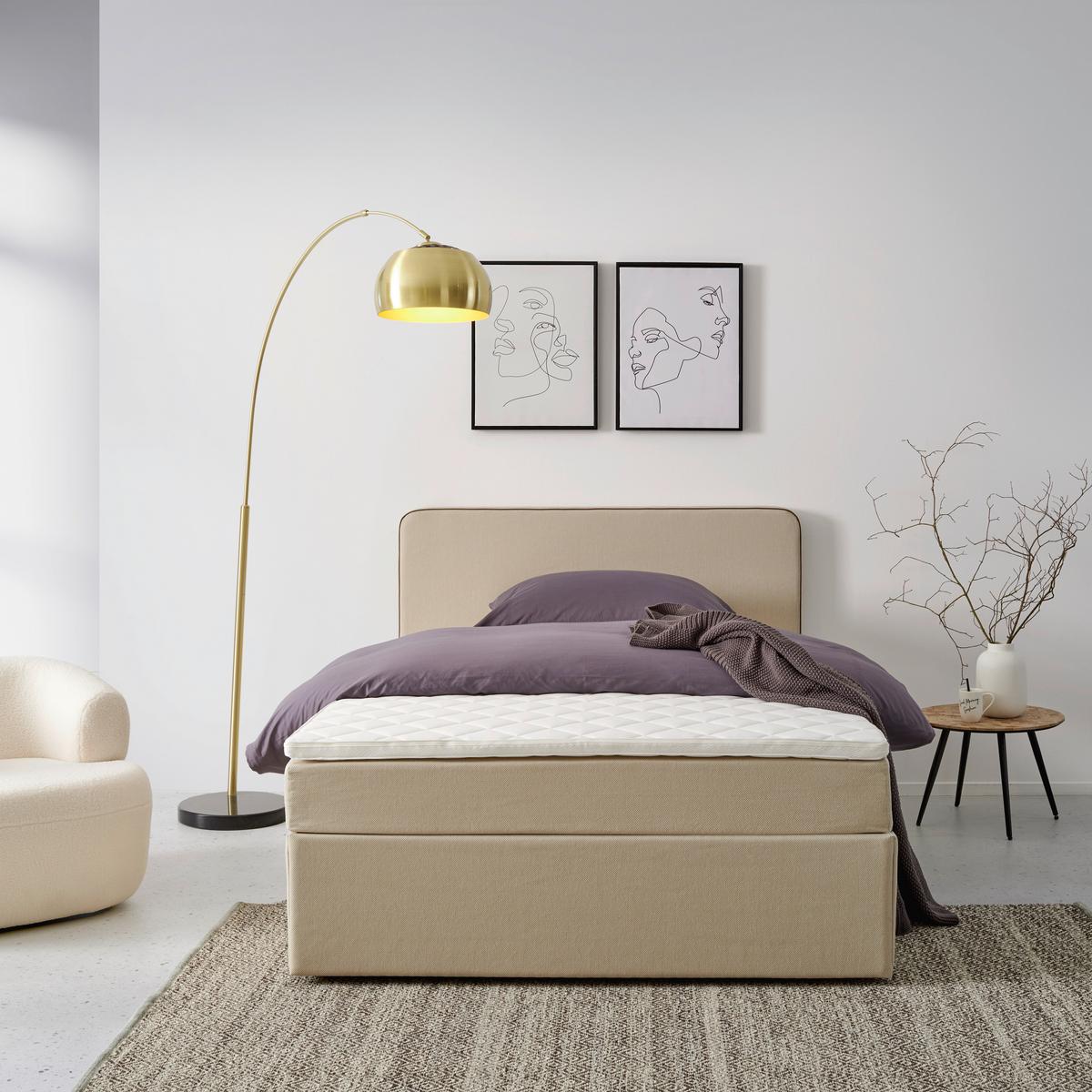 Boxbett Mit Topper 120x200 Cm Anton, Beige - Beige, KONVENTIONELL, Holz/Textil (120/200cm) - P & B