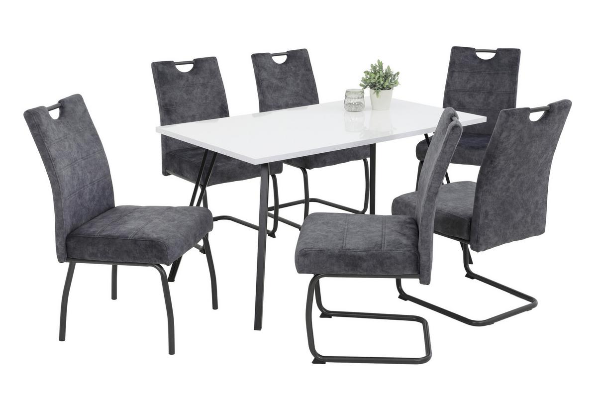 SCHWINGSTUHL-SET LAURINA I S 2ER-SET - Anthrazit/Grau, MODERN, Textil/Metall (50/97/63cm) - P & B