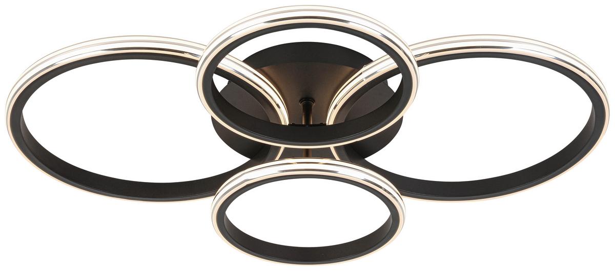 STROPNÉ LED SVIETIDLO MAXI - čierna/chrómová, Modern, kov/plast (62/46/9cm) - Mömax