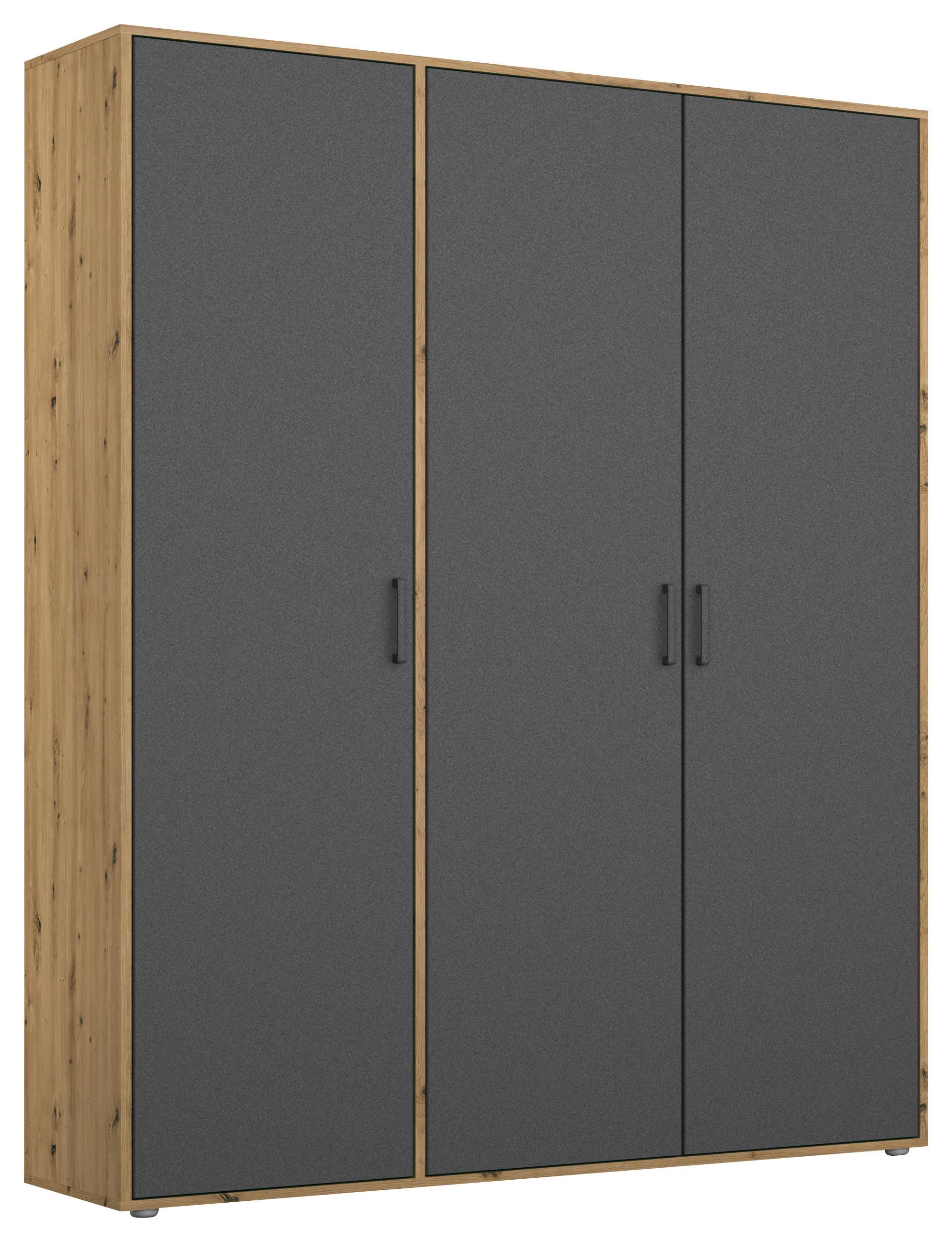 Drehtürenschrank140 cm Voyager Eiche Artisan,Grau - Eiche Artisan/Grau, MODERN, Holzwerkstoff (140/194/53cm) - Rauch Möbel