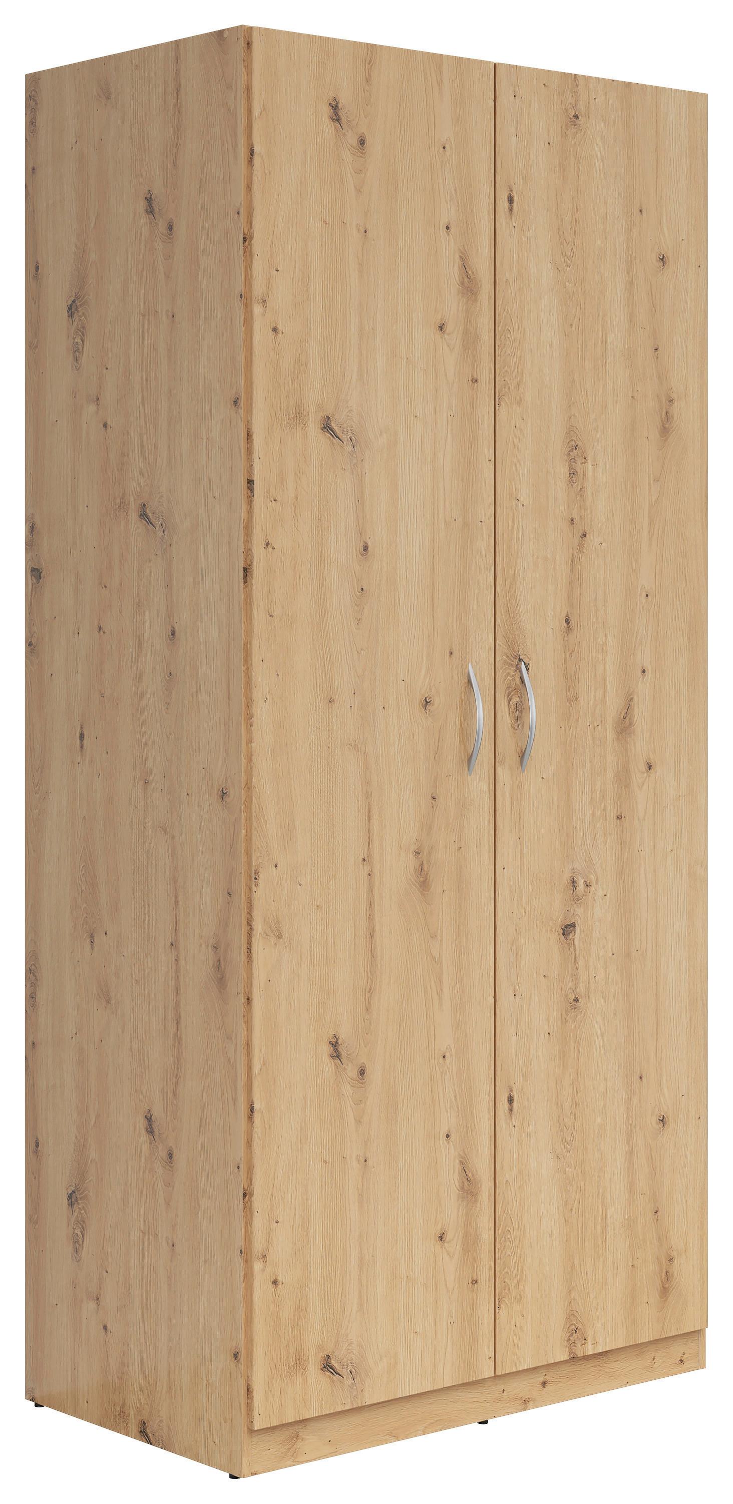 Šatní Skříň Casao 2d - barvy stříbra/dub artisan, Konvenční, kompozitní dřevo/plast (91/197/54cm)