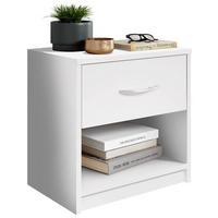 Noční stolek BASE bílá - bílá/barvy stříbra, Basics (39/41/28cm)
