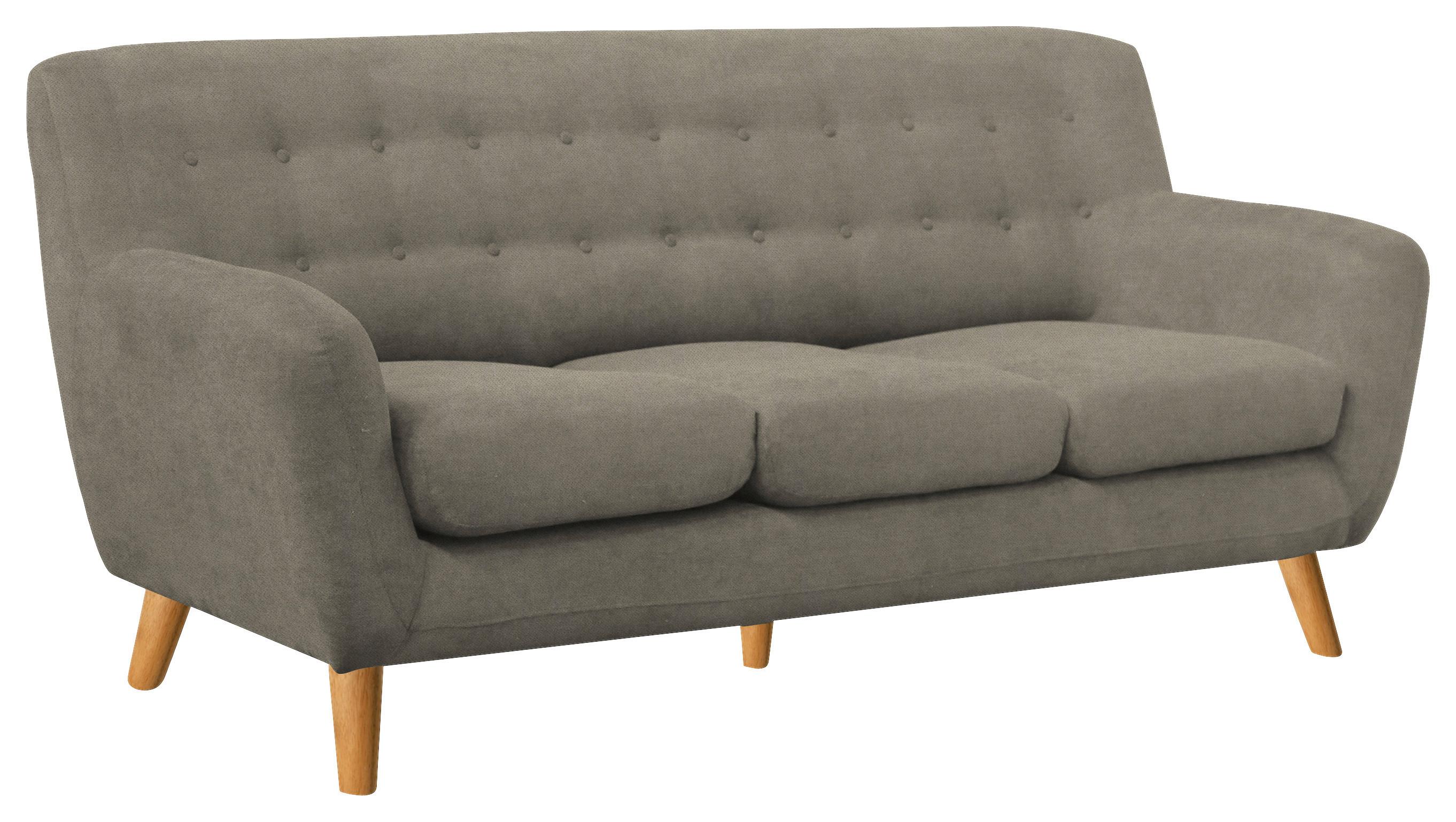 3-Sitzer-Sofa Monaco Greige, Füße Echtholz - Greige/Eichefarben, MODERN, Holz/Textil (181/82/85cm) - Luca Bessoni