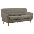 3-Sitzer-Sofa Monaco Greige, Füße Echtholz - Greige/Eichefarben, MODERN, Holz/Textil (181/82/85cm) - Luca Bessoni