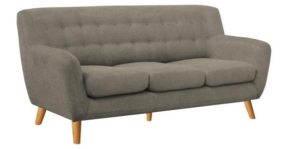 3-Sitzer-Sofa Monaco Greige, Füße Echtholz - Greige/Eichefarben, MODERN, Holz/Textil (181/82/85cm) - Luca Bessoni