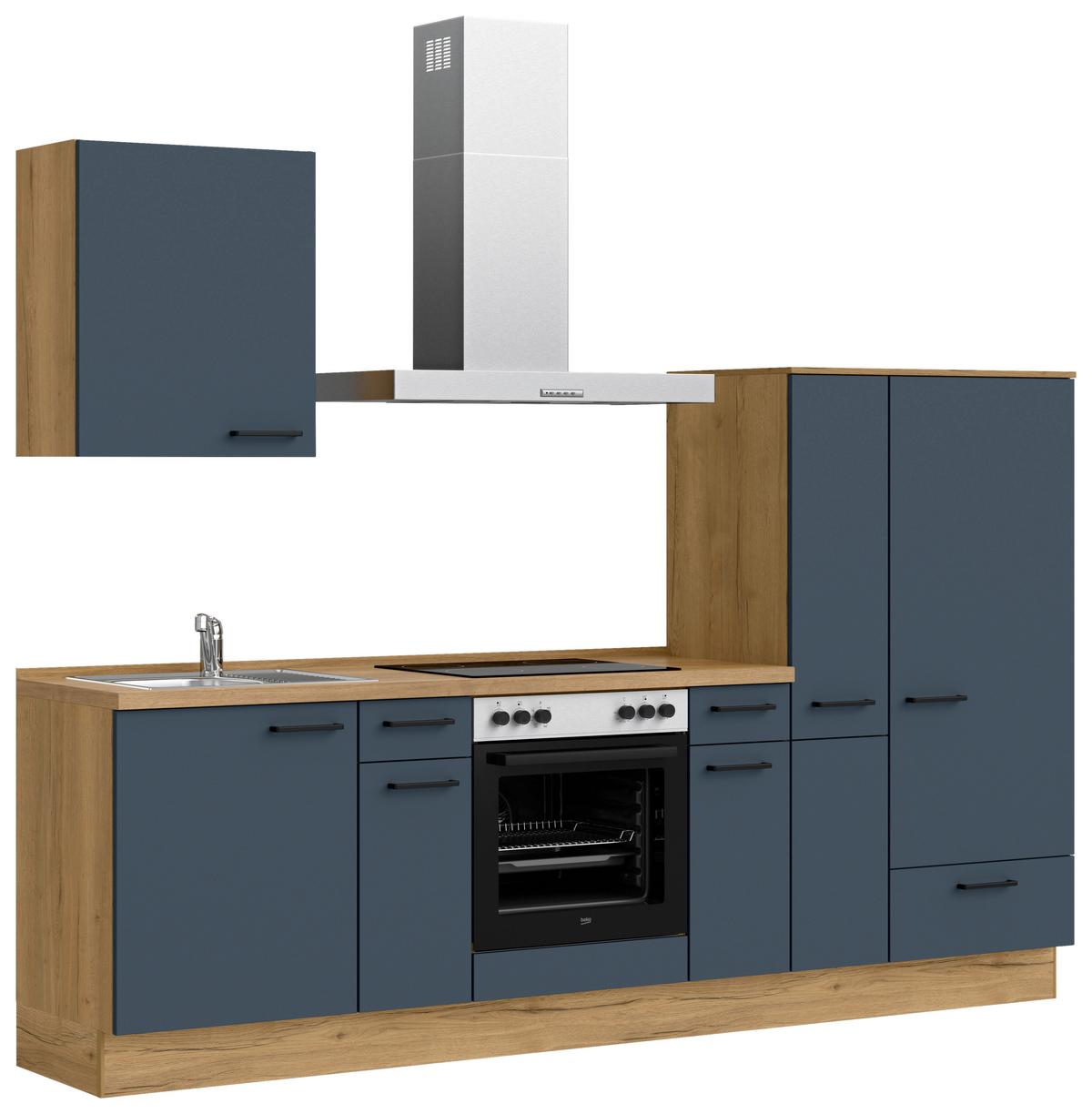 Küchenleerblock Easytouch Low-Line, L3 Rechts - Blau/Eichefarben, MODERN, Holzwerkstoff (270cm) - Nobilia