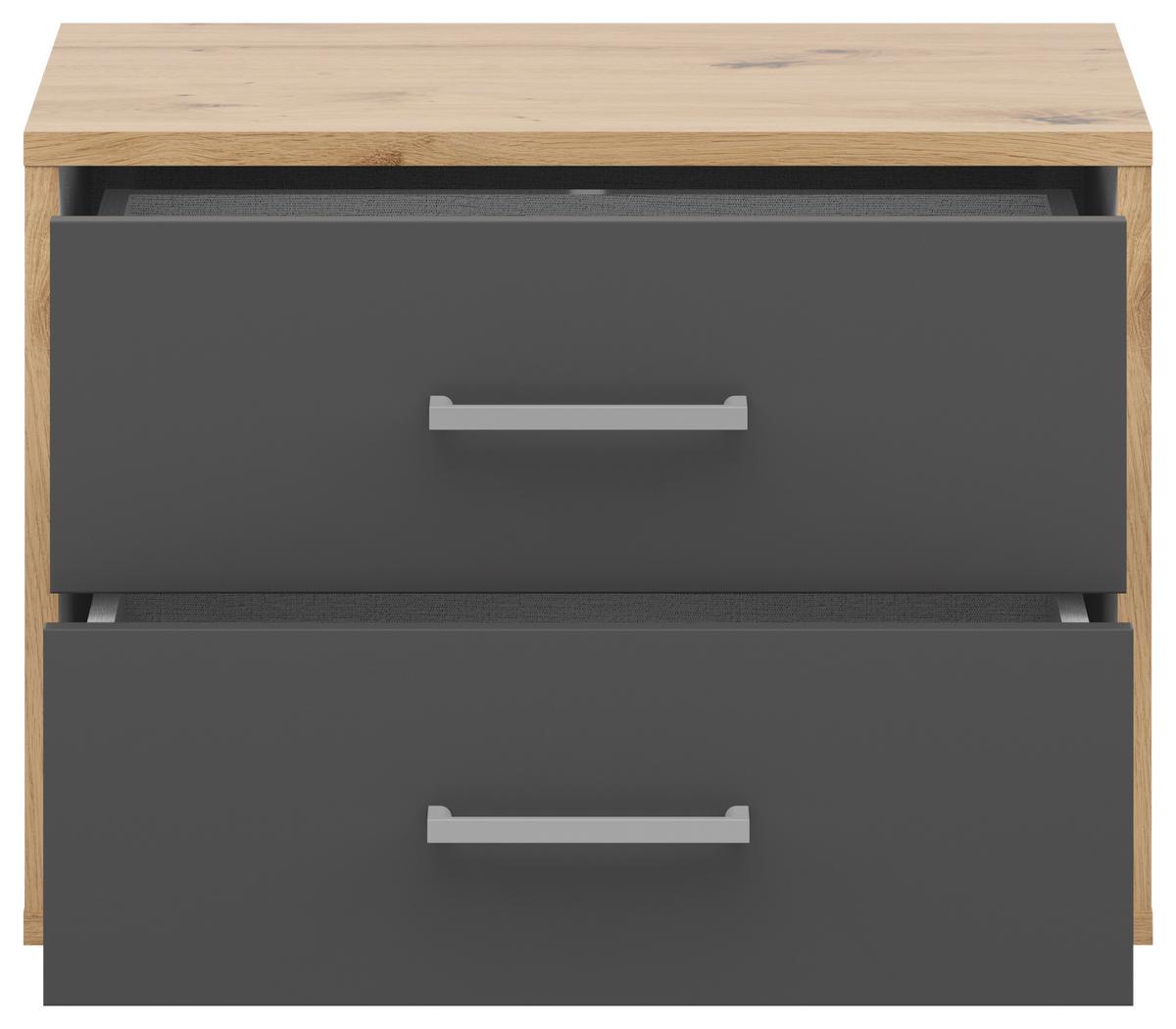Éjjeliszekrény Smart 2 50/38cm - szürkésfehér/Artisan tölgy, Basics, faalapú anyag (50/38/35cm)