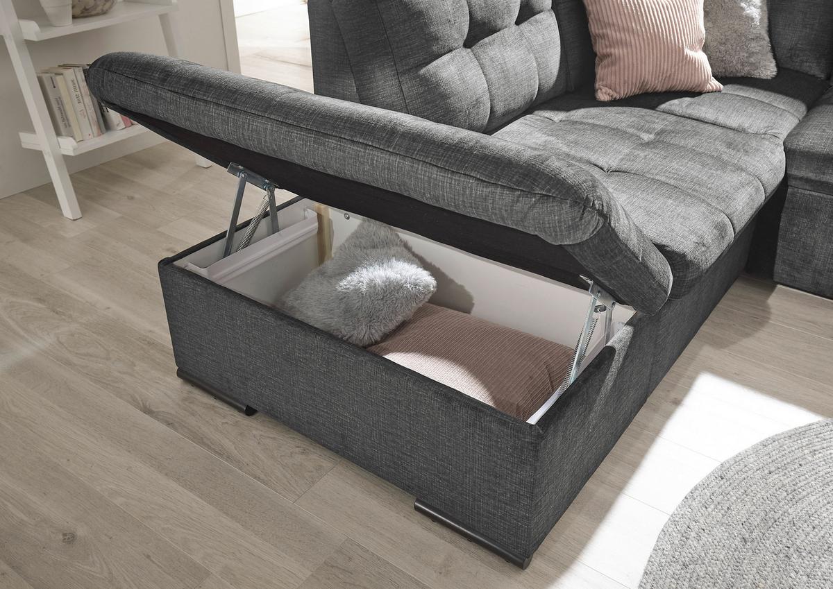 Ecksofa Estrella Grau S: 217x283 cm - Schwarz/Grau, KONVENTIONELL, Textil (217/283cm) - MID.YOU