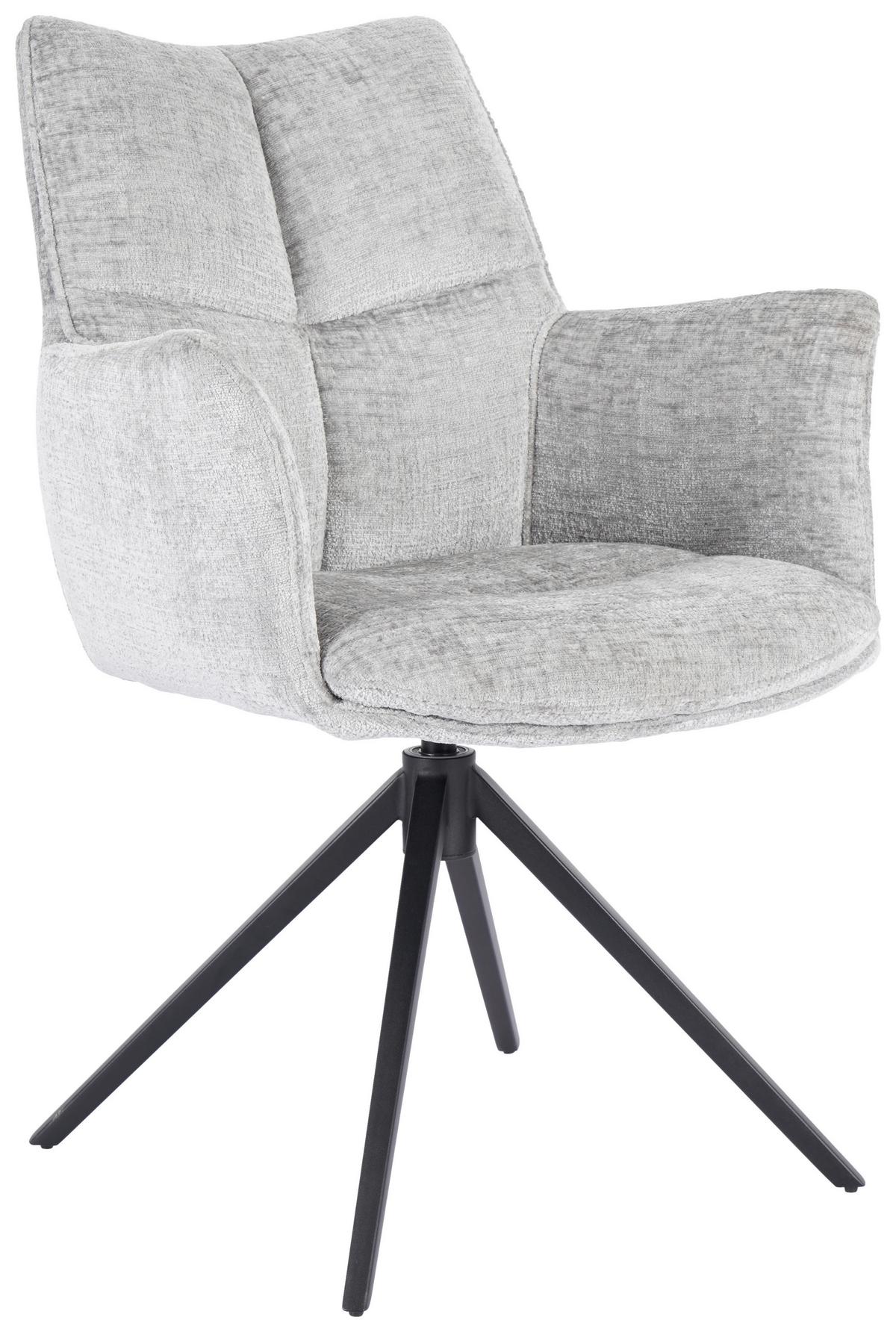 Stolička s podrúčkami LUCIA, sivá - čierna/sivá, Lifestyle, kov/textil (62/90/64cm) - Premium Living