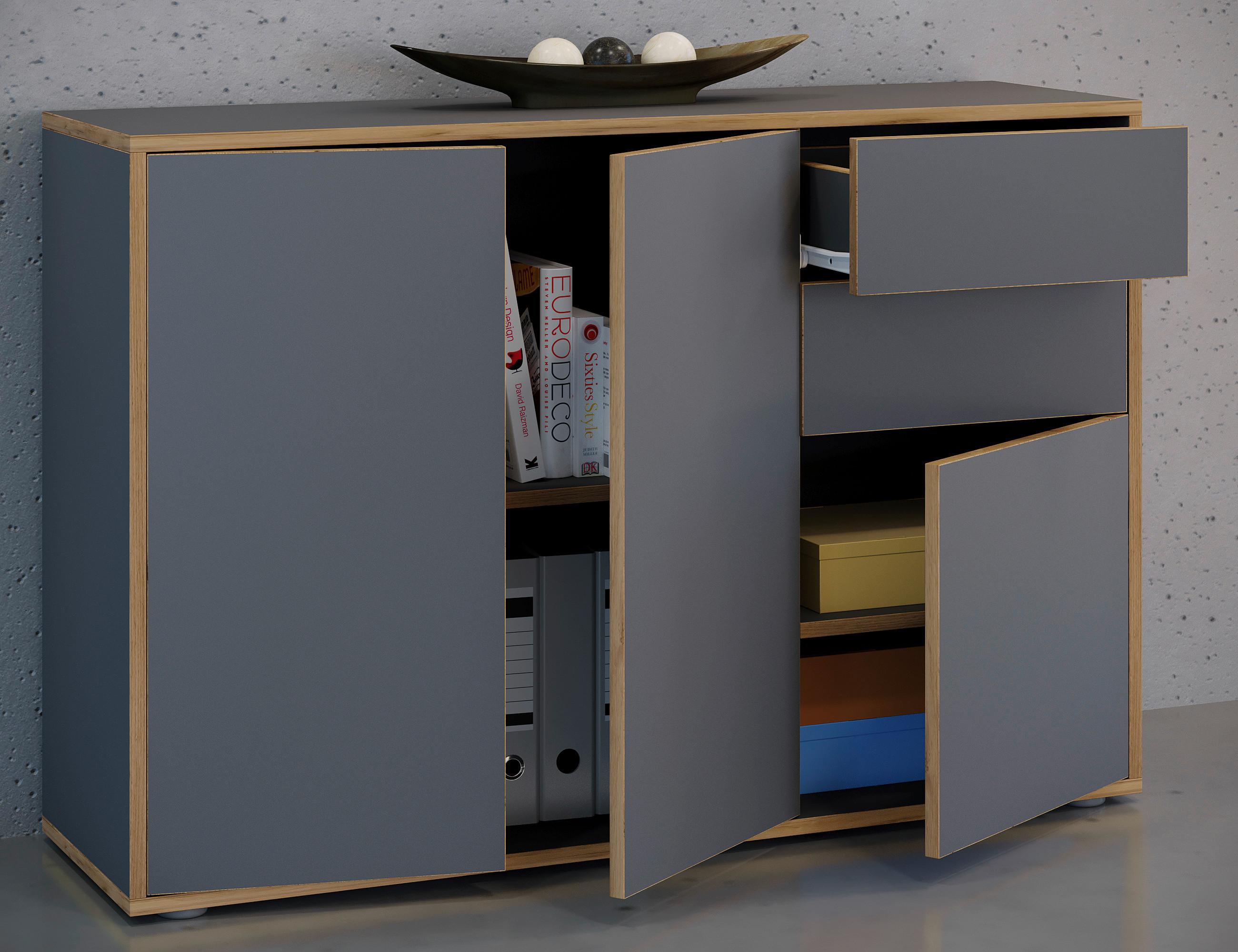 Komoda Salia, š: 110 cm - černá/antracitová, Design, kompozitní dřevo/plast (110/74/33cm) - MID.YOU