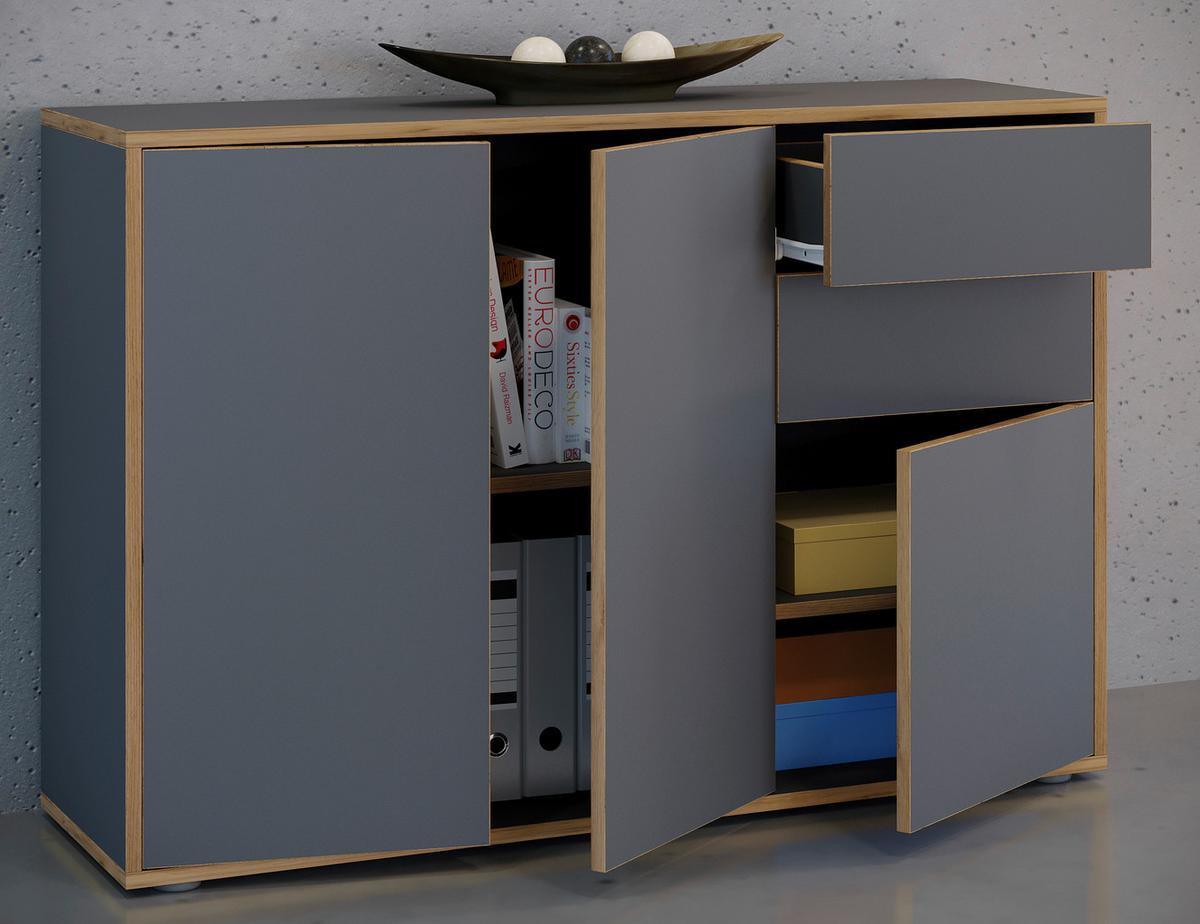 Komoda Salia, š: 110 cm - černá/antracitová, Design, kompozitní dřevo/plast (110/74/33cm) - MID.YOU