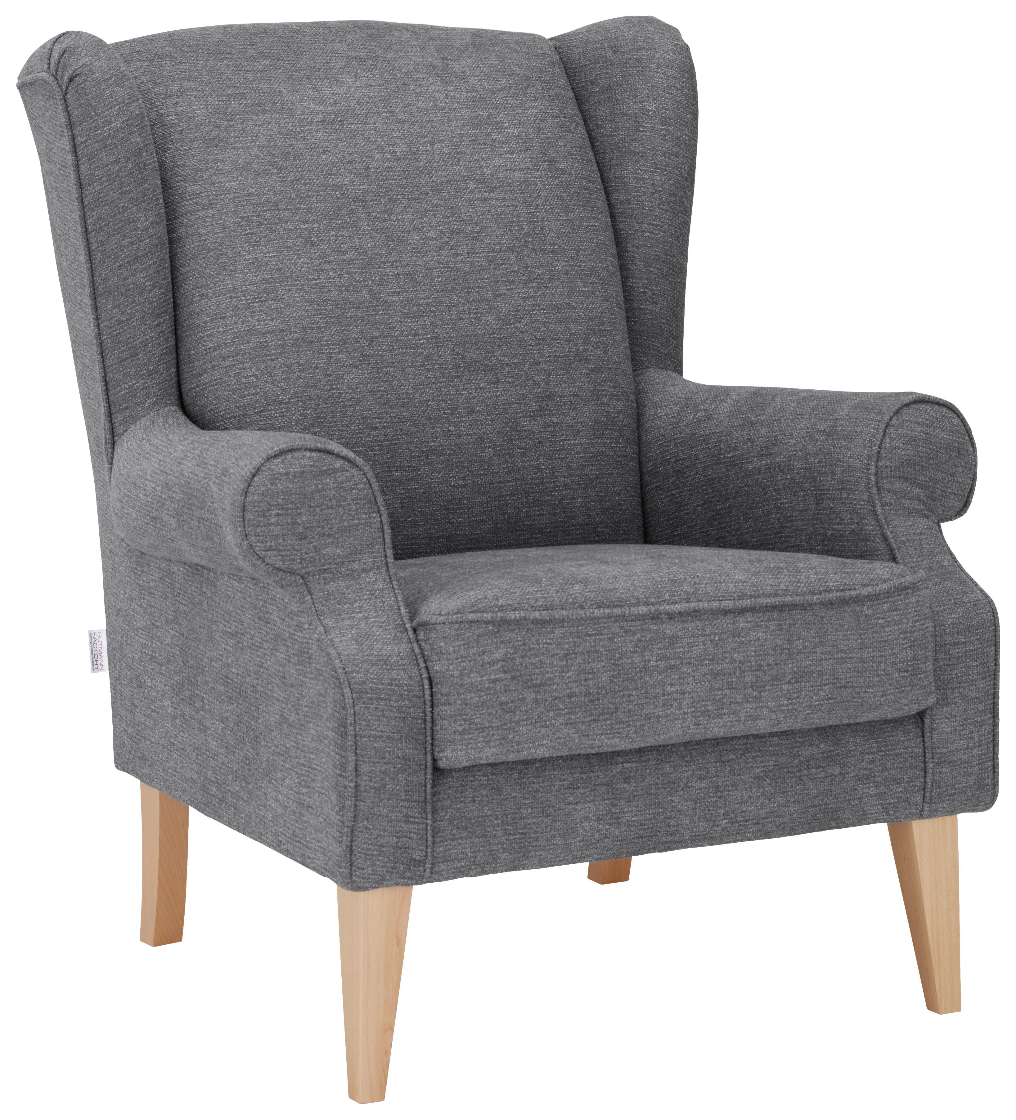 Kreslo Ušiak Viola - prírodné farby/sivá, textil (82/95/48/85cm) - Modern Living