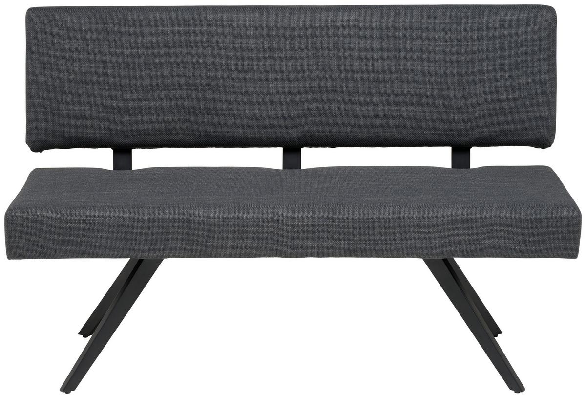 Sitzbank mit Lehne Andros dunkelgrau, B: 140cm - Dunkelgrau/Schwarz, KONVENTIONELL, Textil/Metall (140/90/62cm) - Livetastic