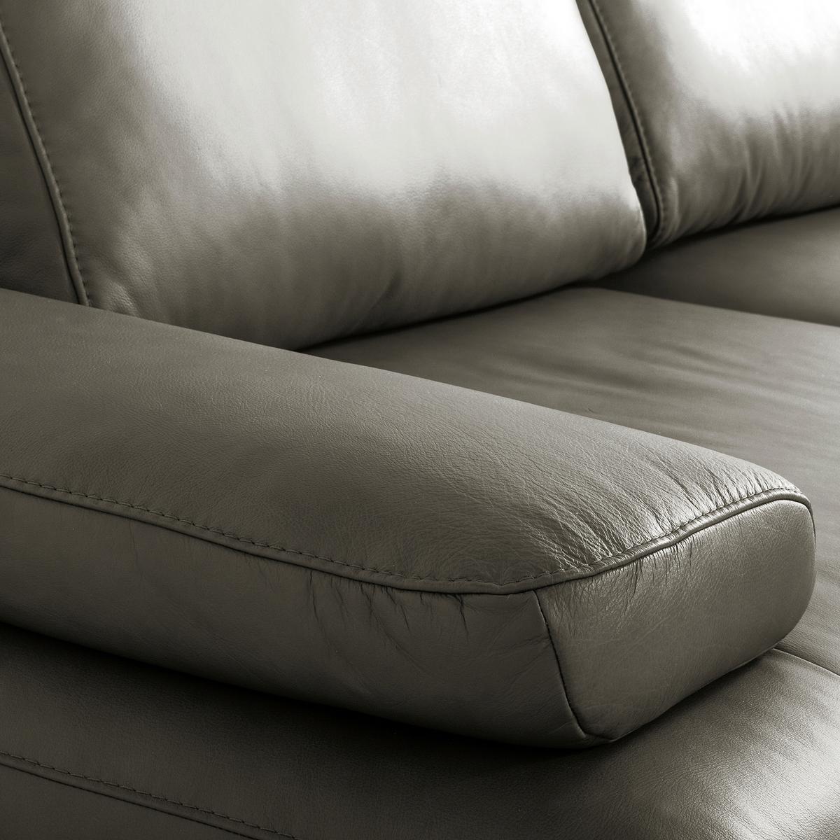 Ecksofa Como Echtleder Grau 306x237 - Schwarz/Grau, Design, Leder (306/237cm) - Livetastic