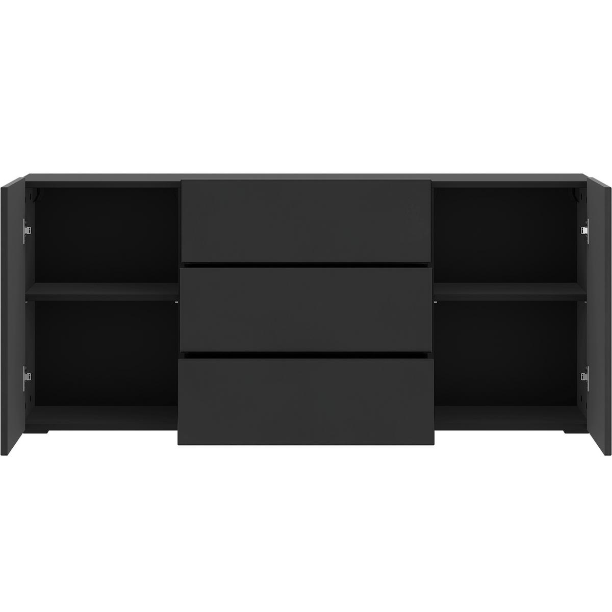 Sideboard Otis Schwarz Hochglanz B: 140cm - Schwarz Hochglanz/Schwarz, MODERN, Holzwerkstoff (140/61,8/34,6cm)