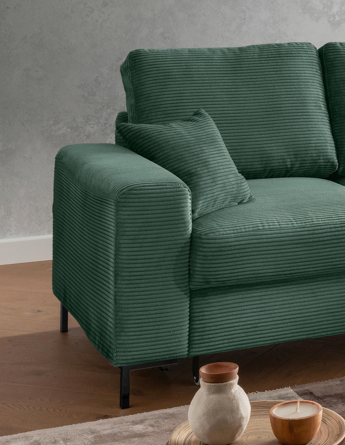 Eckschlafsofa Zona, Dunkelgrün S: 237x143 Cm - Dunkelgrün/Schwarz, KONVENTIONELL, Textil (237/143cm) - Livetastic