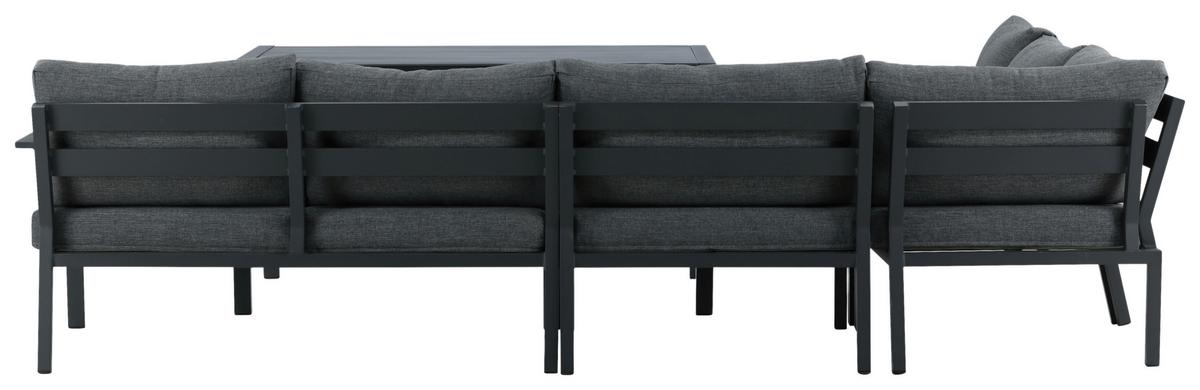 Loungegarnitur 5-Tlg Ramos aus Metall/Textil mit Kissen - Schwarz/Grau, KONVENTIONELL, Textil/Metall (294/210cm) - Gardenson