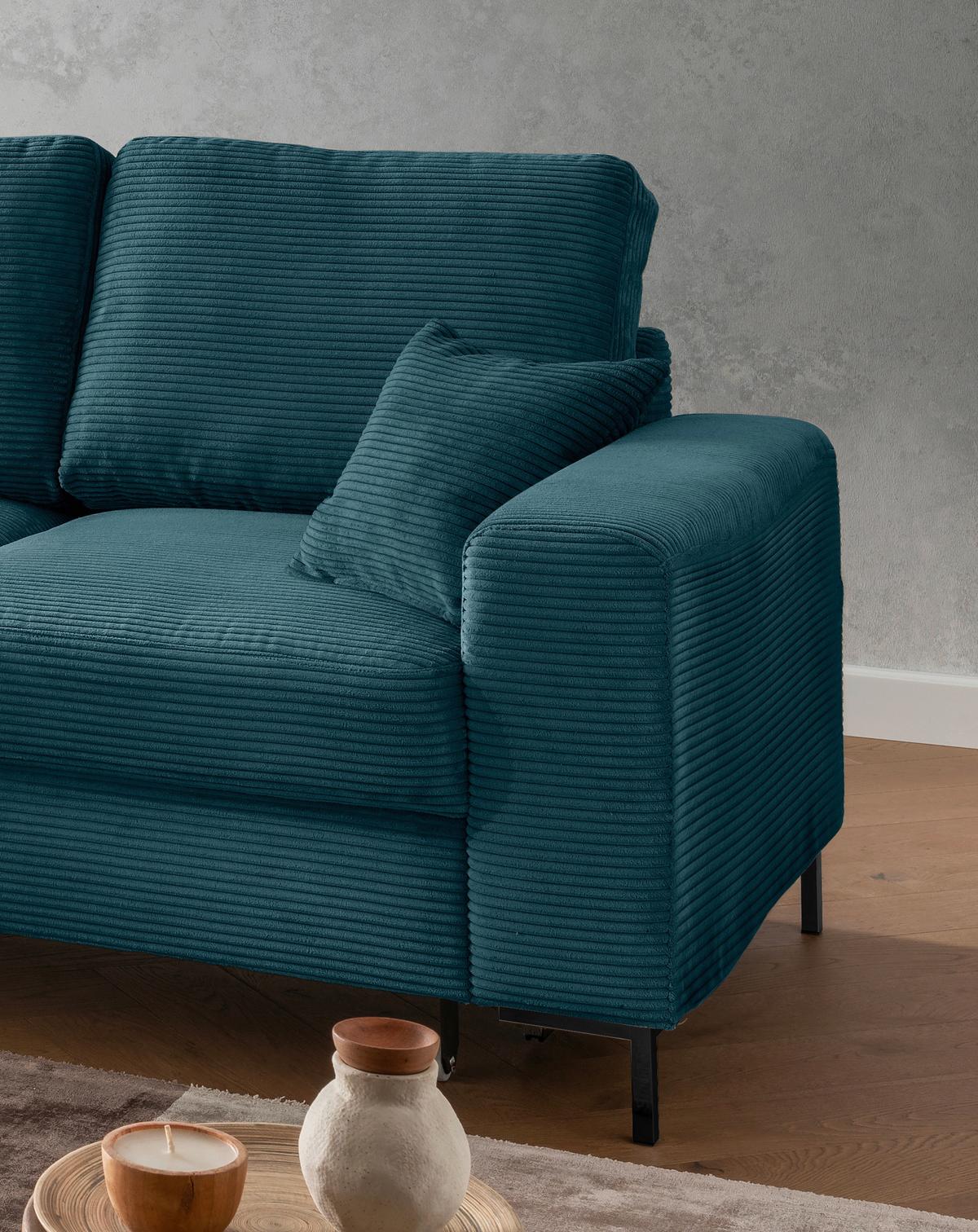 Eckschlafsofa Zona, Petrol S: 143x237 Cm - Petrol/Schwarz, KONVENTIONELL, Textil (143/237cm) - Livetastic