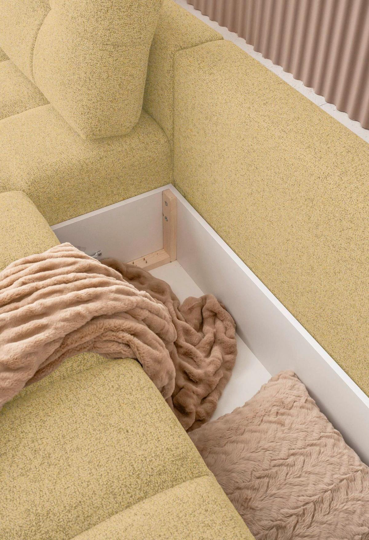 Wohnlandschaft Lulu Gelb U: 184x333x213cm - Gelb/Schwarz, Design, Textil (184/333/213cm) - MID.YOU