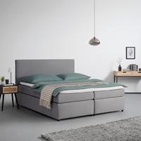 Postel boxpring s toperem, 180x200 cm, šedá - šedá/černá, Moderní, dřevo/textil (180/200cm) - Bessagi Home