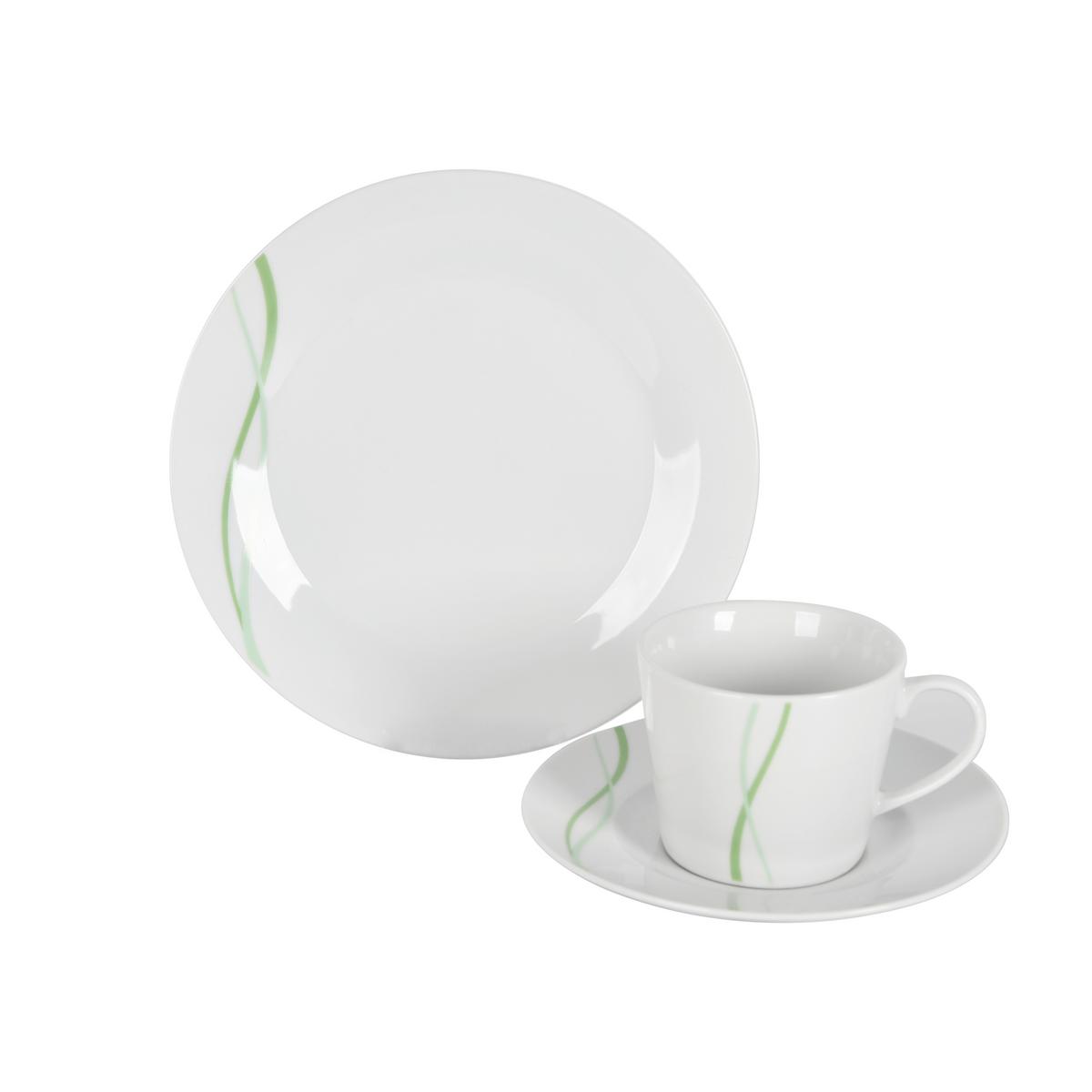 Tafelservice Kata - Weiß/Grün, KONVENTIONELL, Keramik - Luca Bessoni