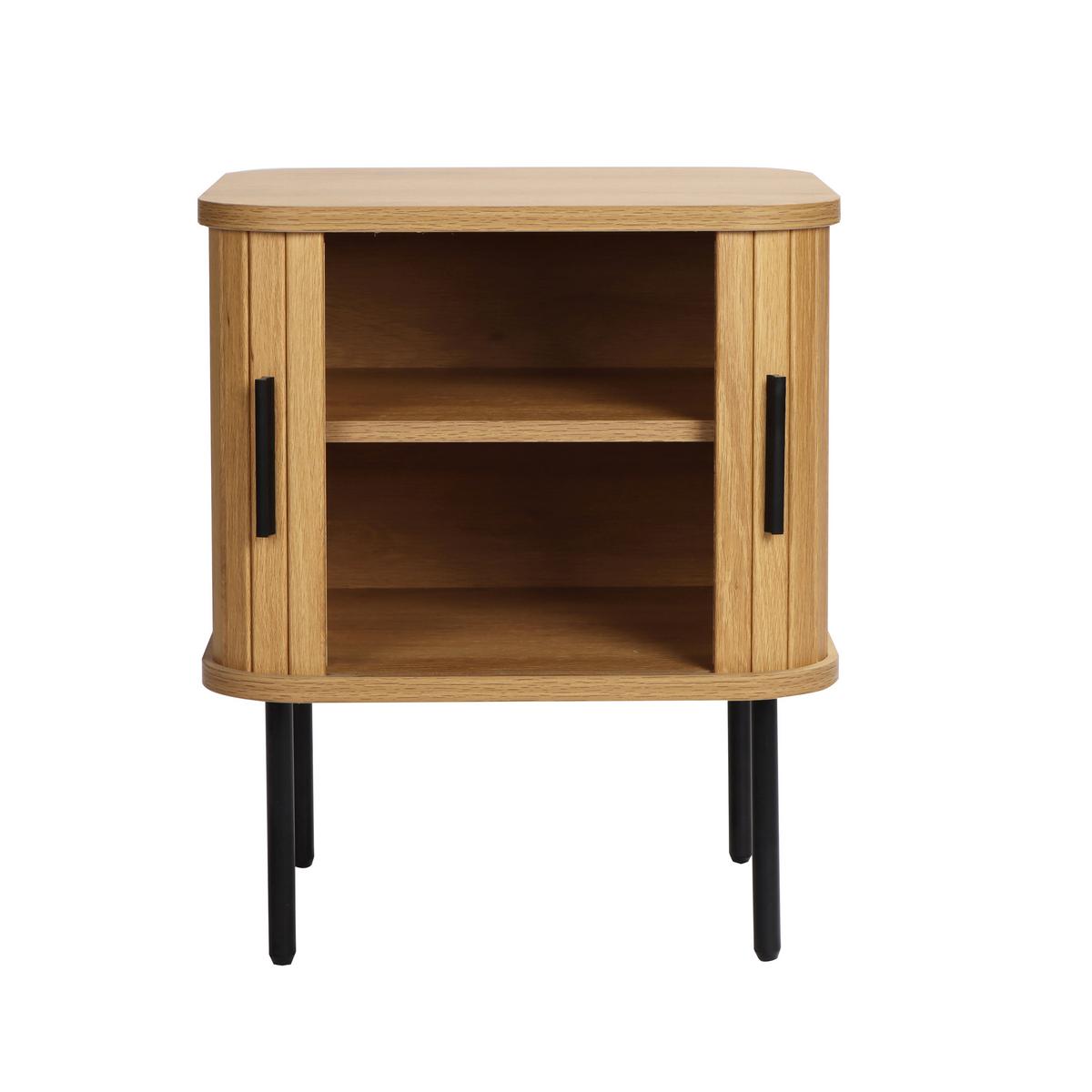 Nachttisch Naturfarben/schwarz B: 45 Cm - Schwarz/Naturfarben, Design, Holzwerkstoff/Metall (45/55/40cm) - Livetastic