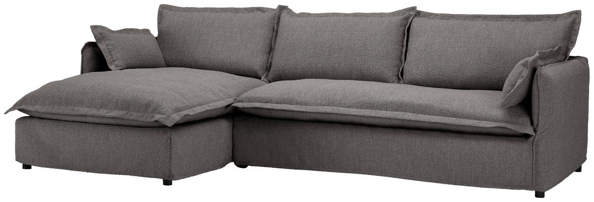 Ecksofa Toscana - Schwarz/Grau, Trend, Textil (165/295cm) - Livetastic