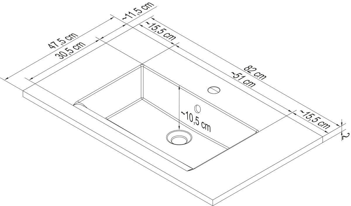 Badezimmer B.Perfekt Weiß 3-Teilig - Weiß, Basics, Keramik/Holzwerkstoff (82cm) - MID.YOU