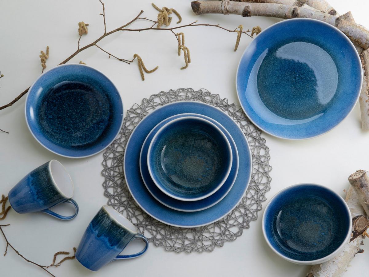 Kombiservice Caldera Keramik, 2 Personen Geschirr Set, Blau - Blau, Basics, Keramik - Creatable