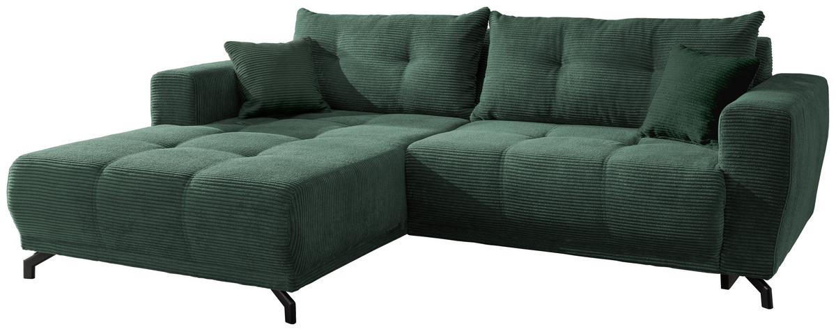 Ecksofa mit Liegefunktion Restato Dunkelgrün - Dunkelgrün/Schwarz, MODERN, Holz/Textil (177/246cm) - MID.YOU