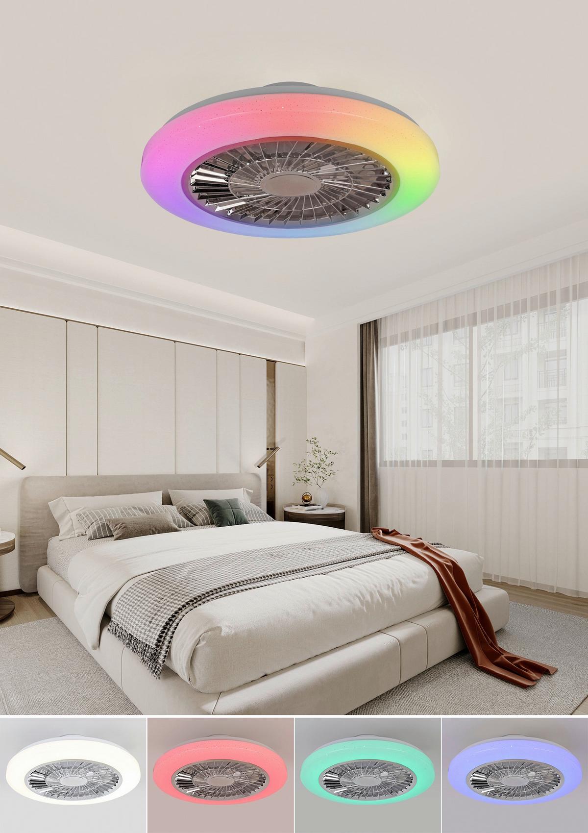 Led Mennyezeti Ventilátor Nua - krómszínű/áttetsző, Modern, műanyag/fém (49/16cm) - Luca Bessoni