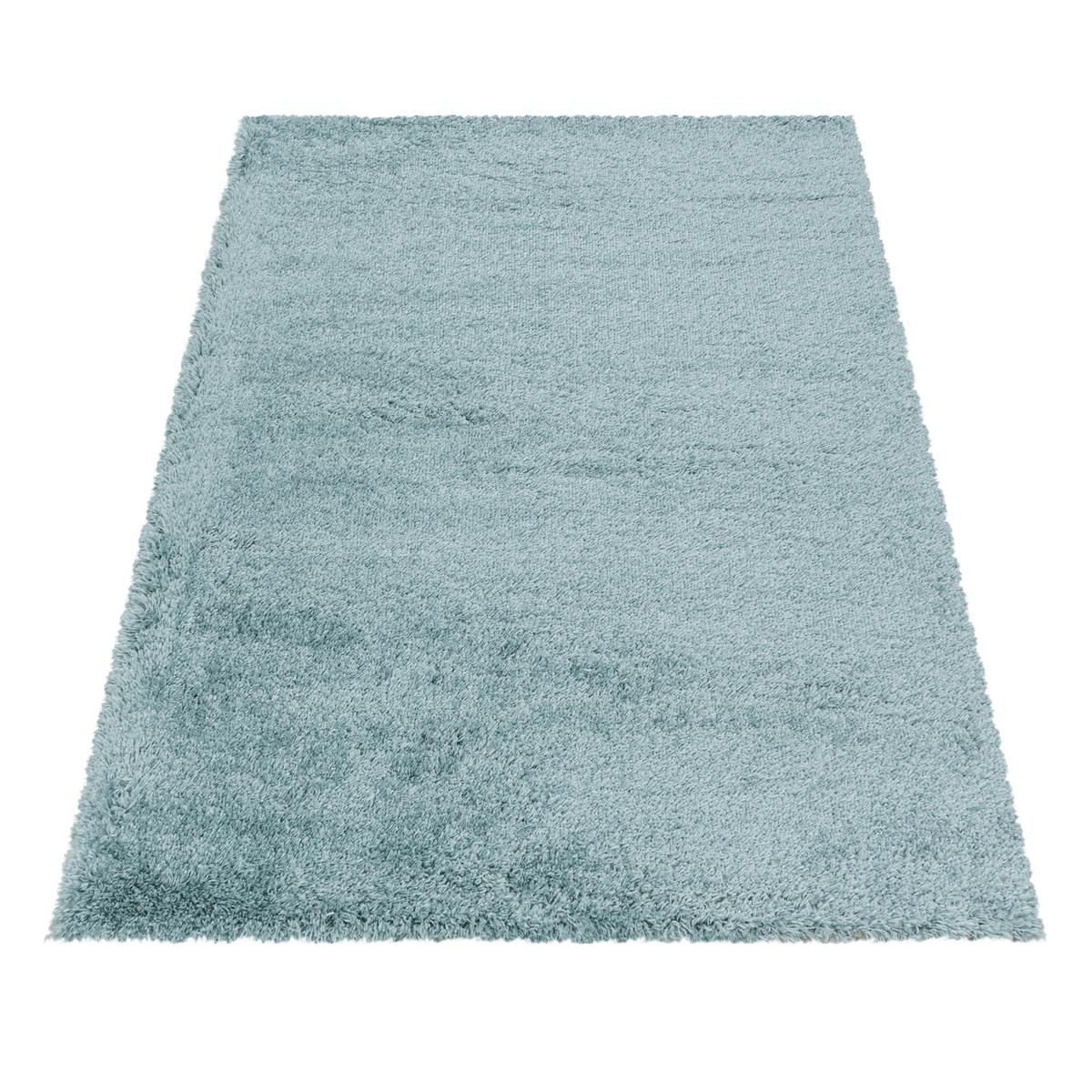 Hochflor Teppich Blau Naturfaser Fluffy 160x230 cm - Blau, Basics, Textil (160/230cm)