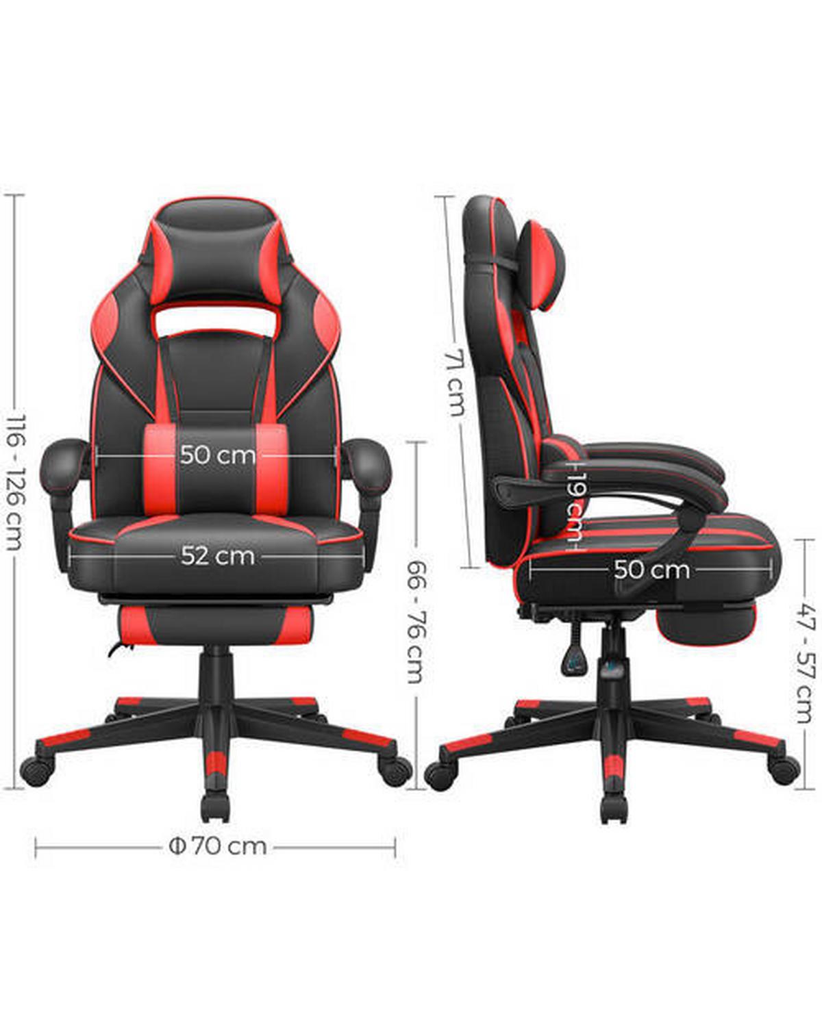 Gaming Stuhl inkl. Armlehnen Lederlook, Rot/Schwarz - Rot/Schwarz, Basics, Textil (67/126/66cm) - Boxxx