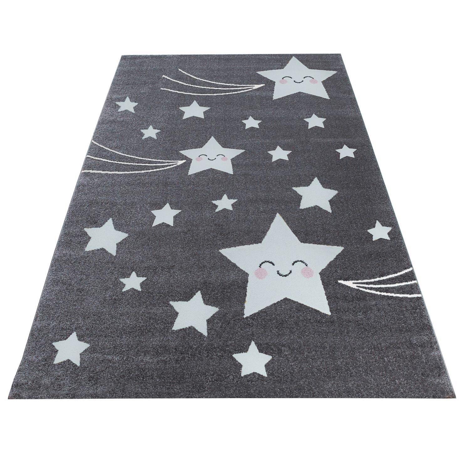 Kinderteppich Stern Grau/Weiß Kids 120x170 cm - Weiß/Grau, Trend, Textil (120/170cm)
