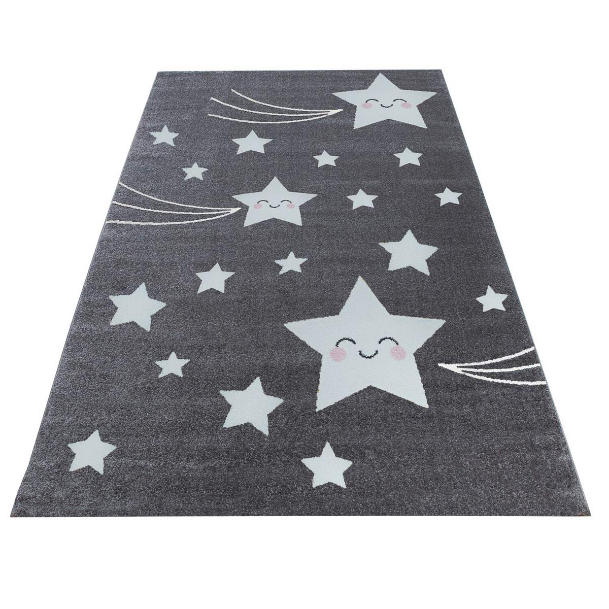 Kinderteppich Stern Grau/weiß Kids 120x170 Cm - Weiß/Grau, Trend, Textil (120/170cm)
