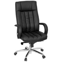 Chefsessel Xxl G 300 Lederlook Schwarz Bis 150 Kg - Silberfarben/Schwarz, Basics, Kunststoff/Textil (62/129/50cm) - MID.YOU