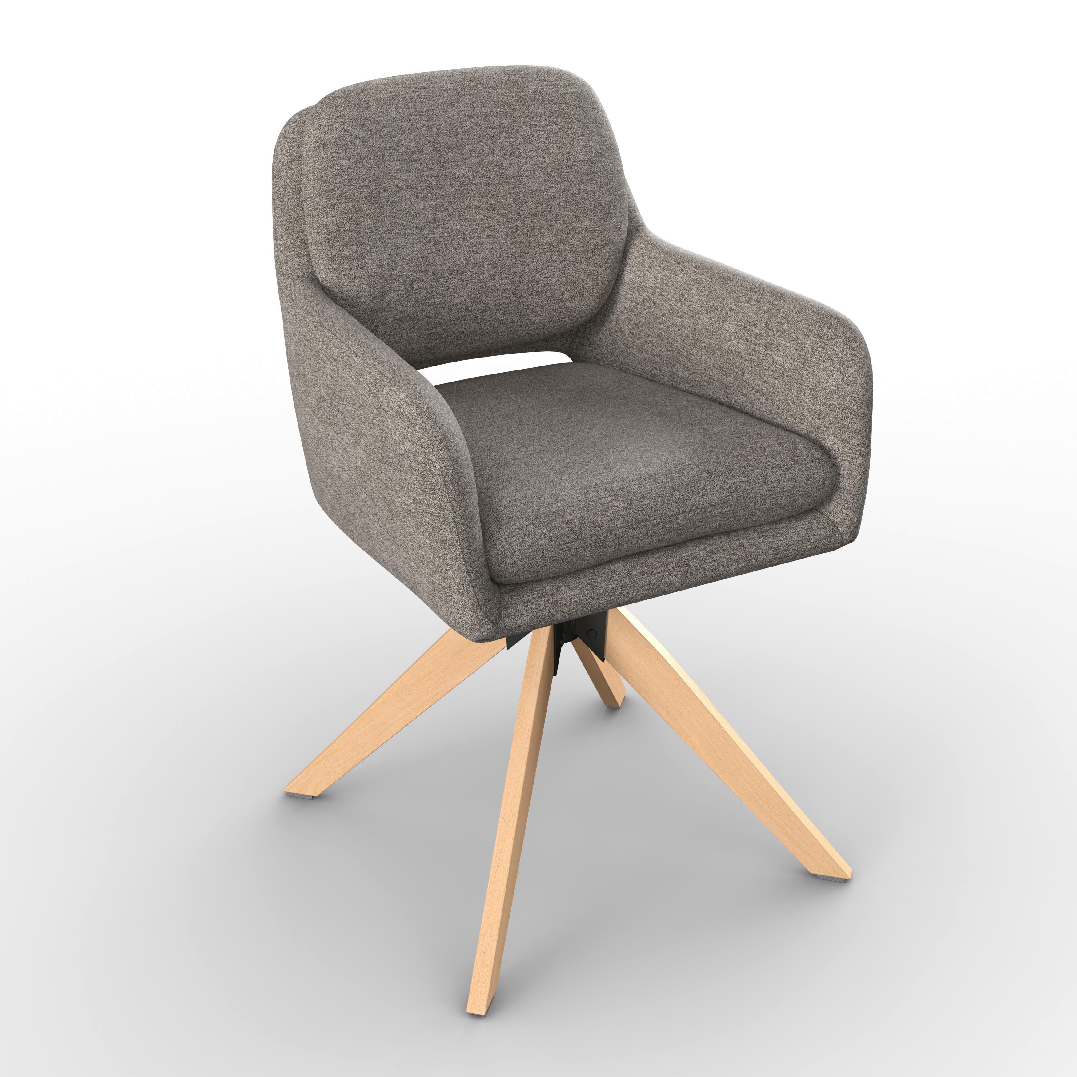 Židle s područkami Adrien, hnědá - přírodní barvy/hnědá, Moderní, kov/dřevo (64/59/92cm) - Bessagi Home