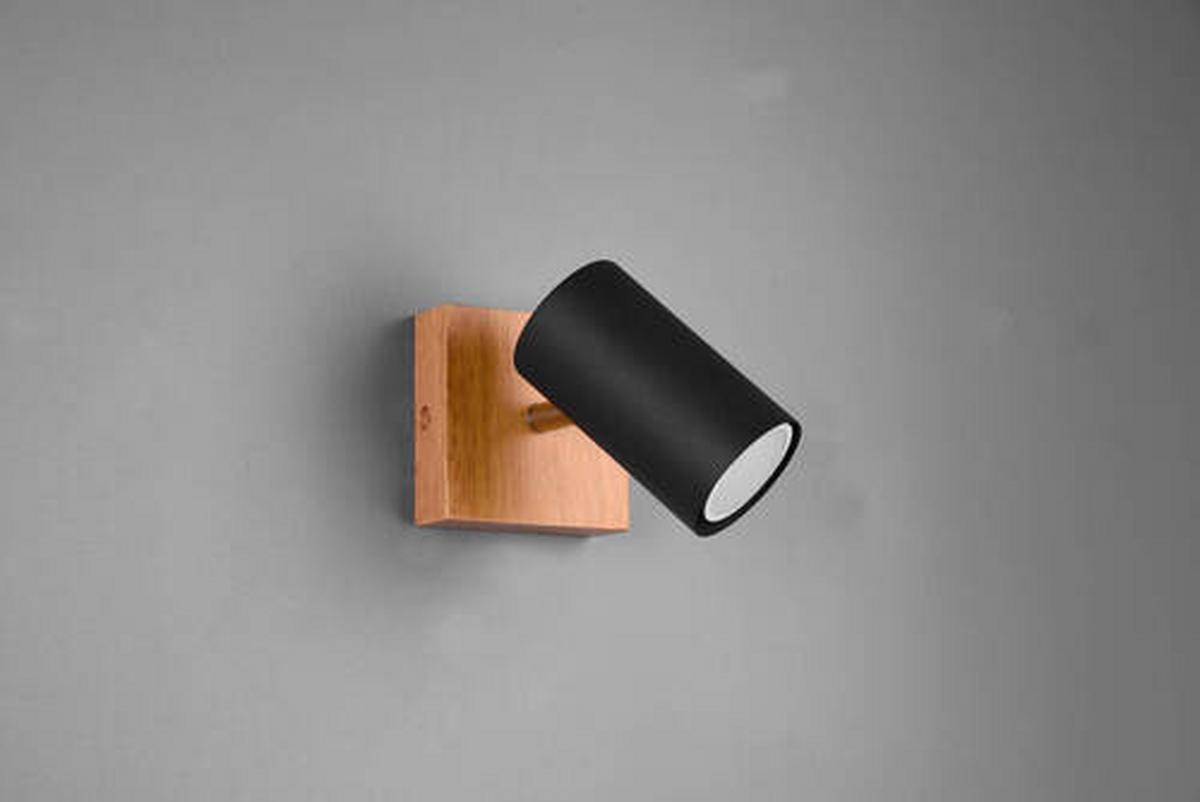 Strahler Spot Marley 1-Flammig verstellbar L: 9 cm - Schwarz, Design, Holz/Metall (9/16/12cm) - Trio Leuchten