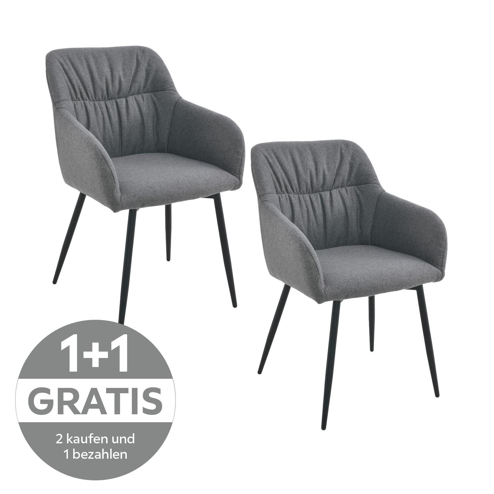 Armlehnstuhl Alessandro Webstoff dunkelgrau gepolstert - Dunkelgrau/Schwarz, MODERN, Holz/Textil (54/86/60cm) - Ondega