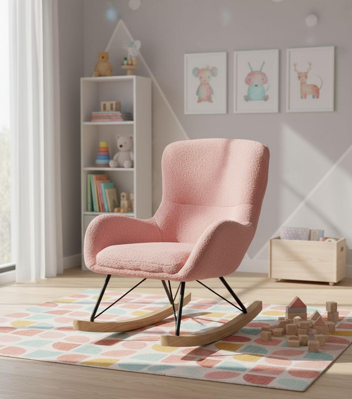 Kinder-Schaukelstuhl Dora Pink B: 55 cm - Pink, Basics, Holz/Textil (55/70/63cm) - Livetastic