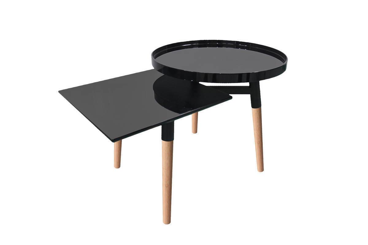 Beistelltisch Mit 2 Platten Buttler, Schwarz/Bambus - Schwarz/Braun, Basics, Holz/Holzwerkstoff (49,5/77/46cm) - Kayoom