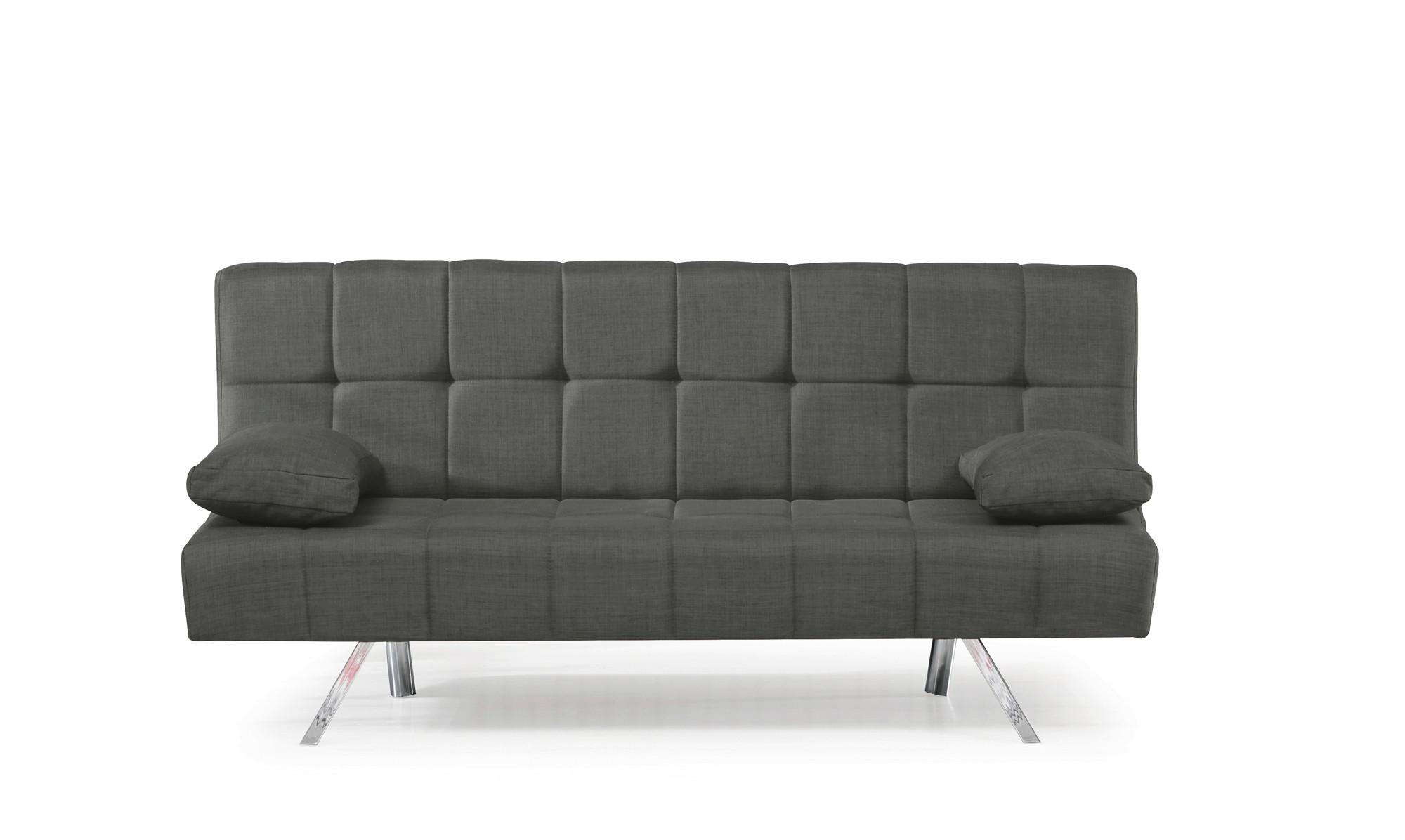 3-Sitzer-Sofa Troy Mit Schlaffunktion Grau - Chromfarben/Grau, Design, Textil/Metall (183/87/82cm) - Livetastic