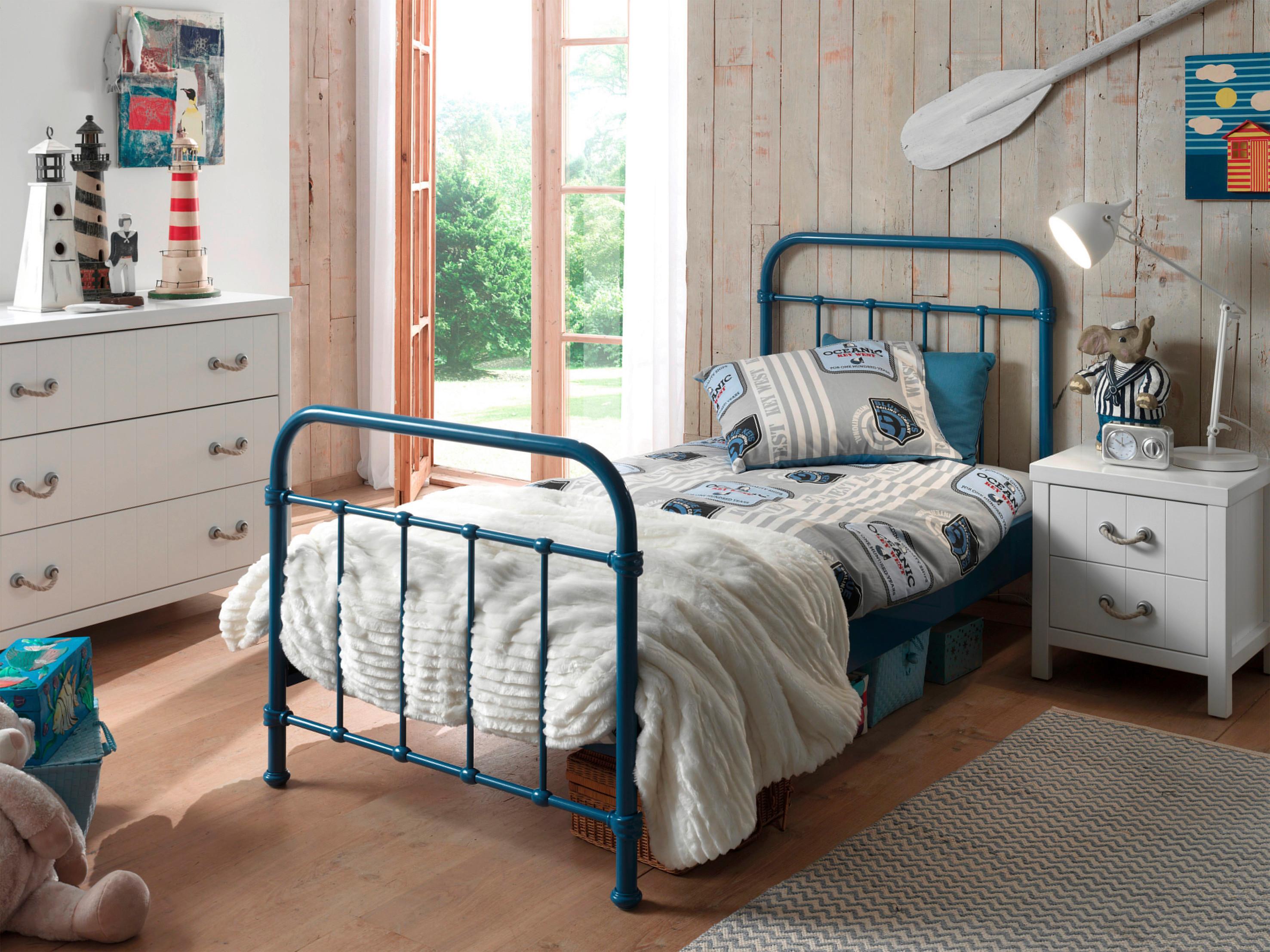 Kinder-/Juniorbett New York 90x200 cm Blau - Blau, ROMANTIK / LANDHAUS, Holzwerkstoff/Metall (90/200cm) - MID.YOU