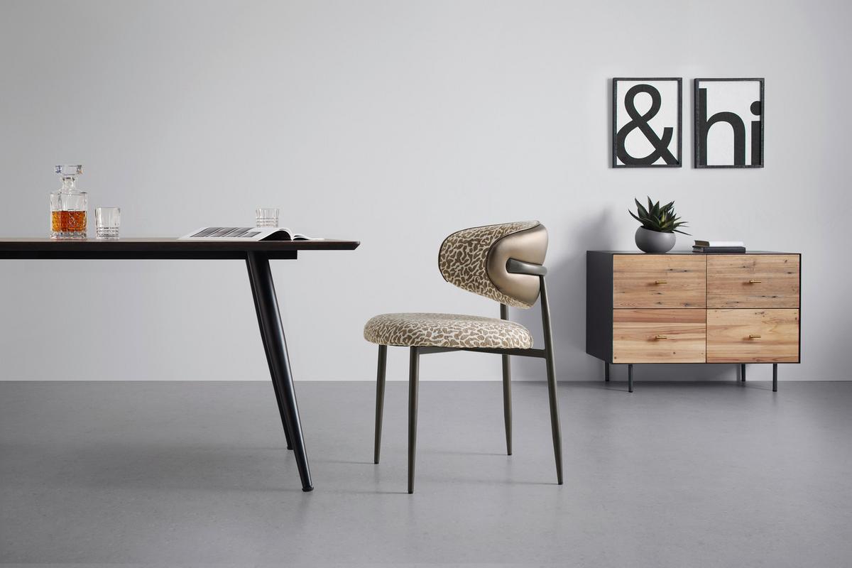 Židle Leano leopardí vzor a vzhled kůže - hnědá, Lifestyle, kov/textil (54/80/59cm) - Premium Living